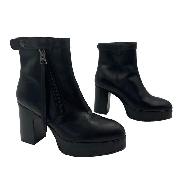 Acne Studios Black Platform Ankle Boots Leather - Picture 1 of 13